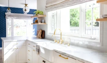 Spotless, bright white painted residential home kitchen interior in Kalamazoo.