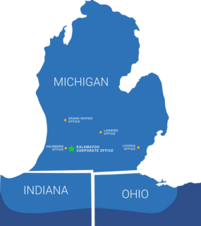 Griffin Pest Solutions service area map showing Michigan.