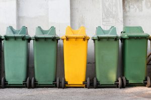 Trash bins kept outside