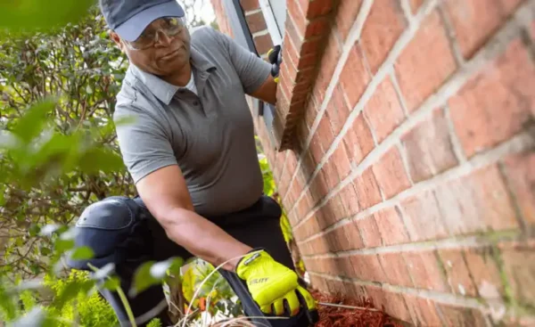 Pest control technician performing a residential pest inspection - Keep pests away with Griffin Pest Solutions