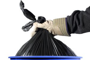 Throwing out trash bags